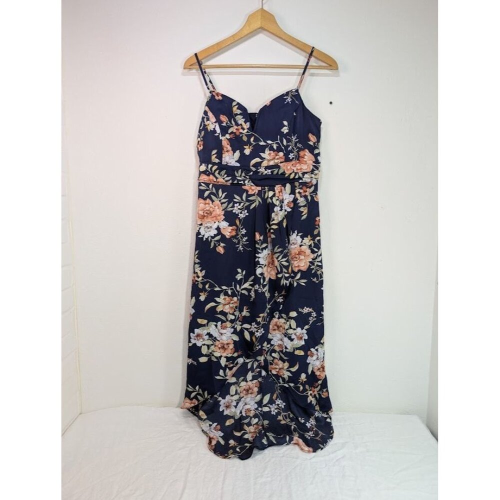 Lulu's women's size Large floral on Navy tank dress with short front long back